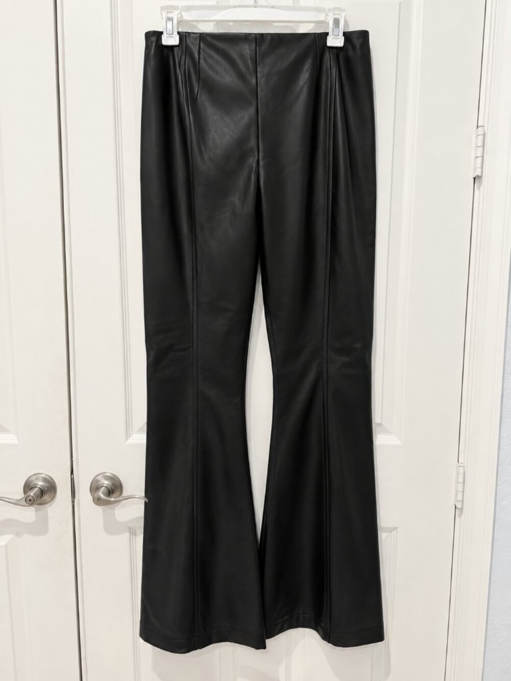 We The Free Black Faux Leather Flare Pants Women’s Y2K Moto Back Zip